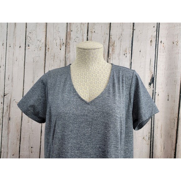 J.Jill Fit M Marled V-Neck Dress Short Sleeve Shift Knit Active Pockets EUC - Picture 2 of 11